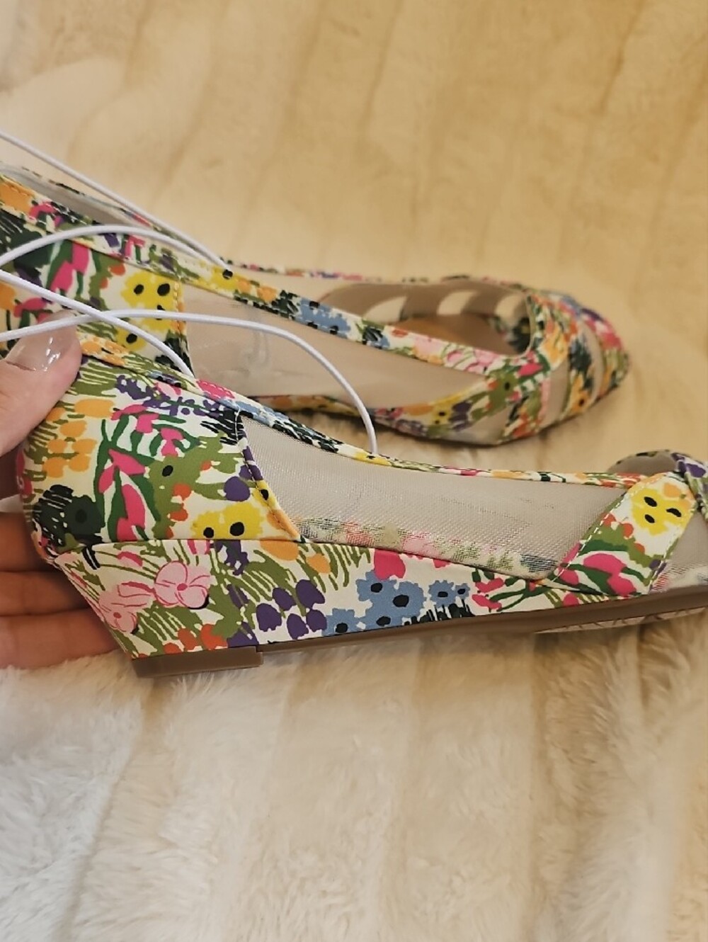 East 5th Multicolor Floral Mesh Flats - Picture 7 of 10